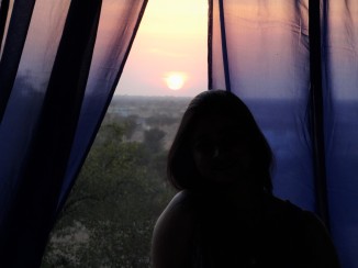 Sun set and me , from our room